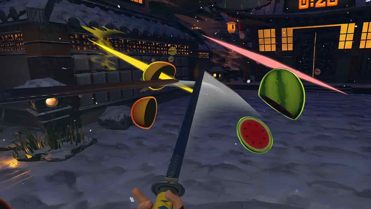 Gameplay screenshot of Fruit Ninja VR