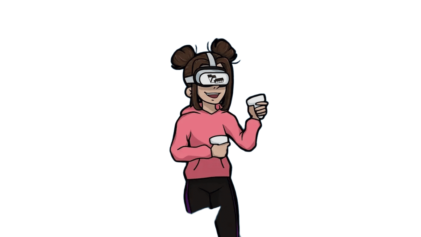 Illustratie van persoon met VR-bril en draadloze signalen